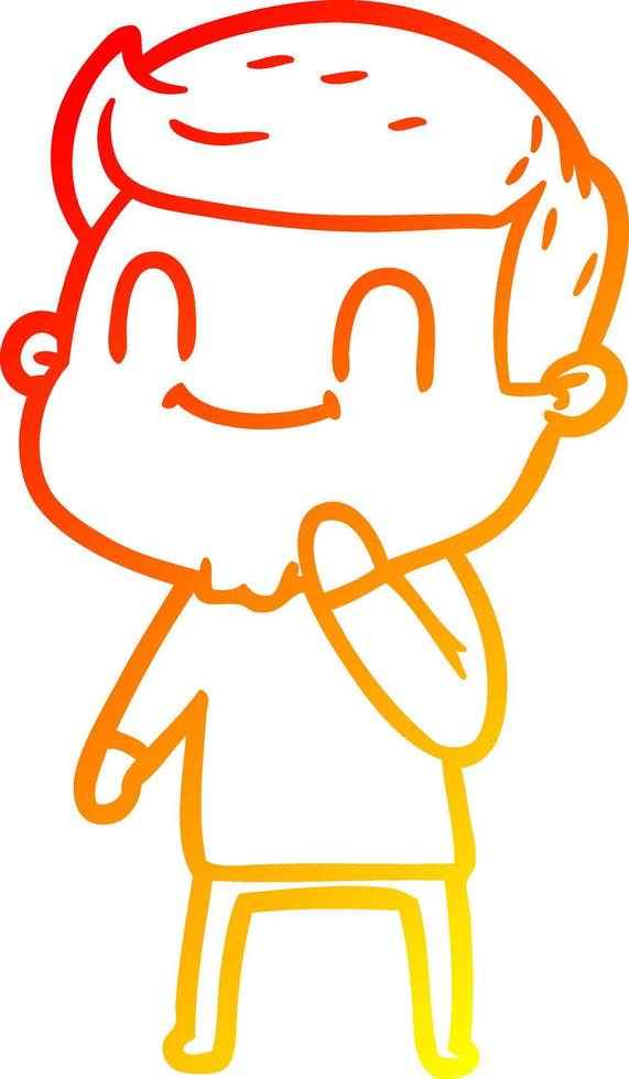 warm gradient line drawing cartoon friendly man vector