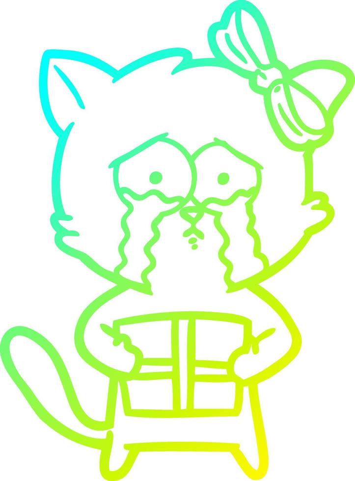 cold gradient line drawing cartoon cat vector