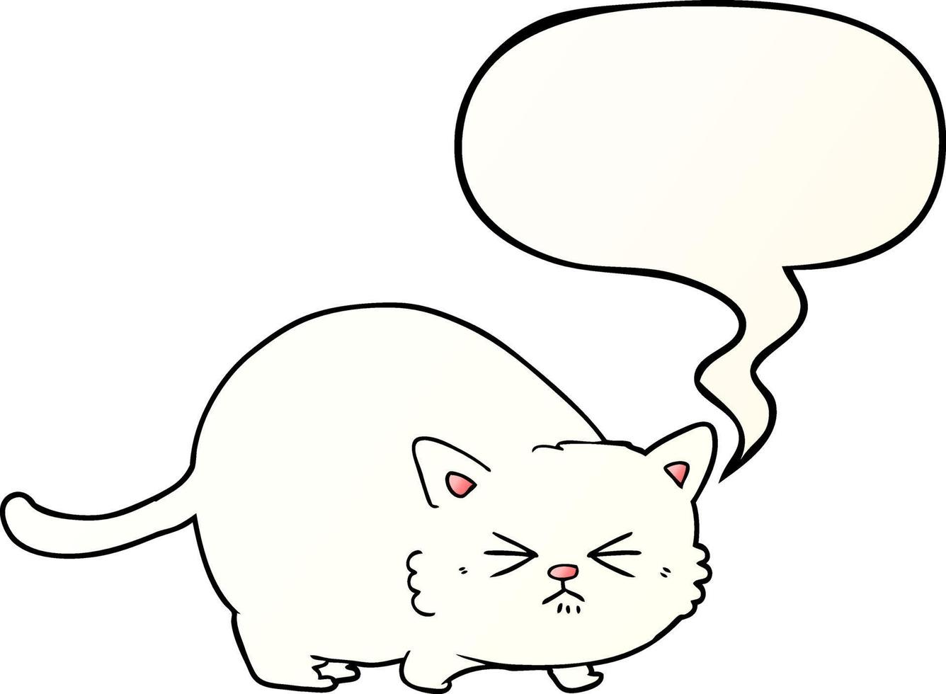 cartoon angry cat and speech bubble in smooth gradient style vector