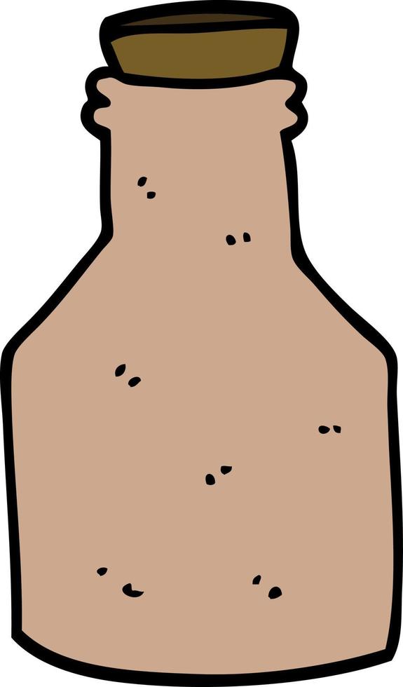 cartoon doodle old ceramic bottle with cork vector