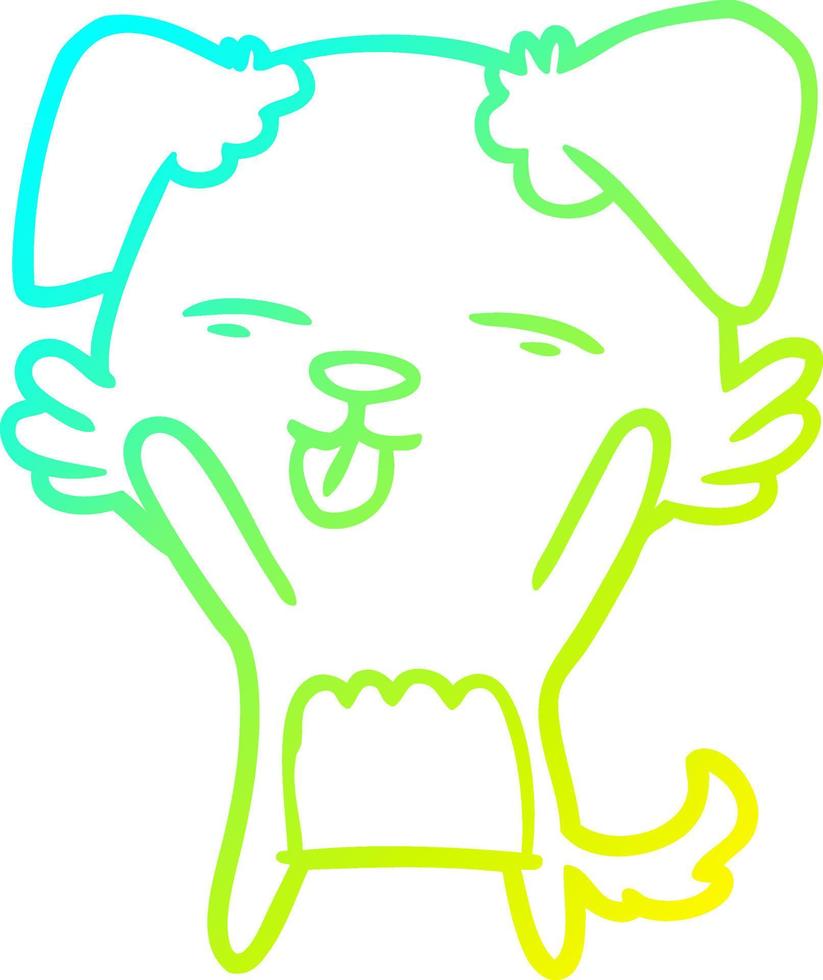 cold gradient line drawing cartoon dog sticking out tongue vector