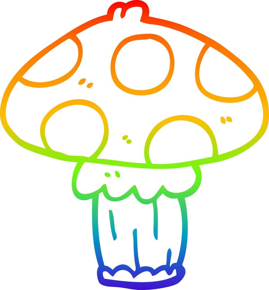 rainbow gradient line drawing cartoon mushroom vector