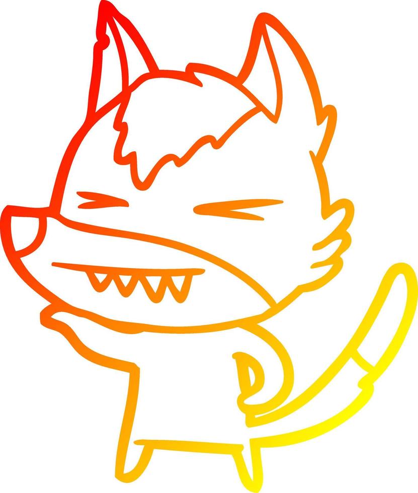 warm gradient line drawing angry wolf cartoon vector