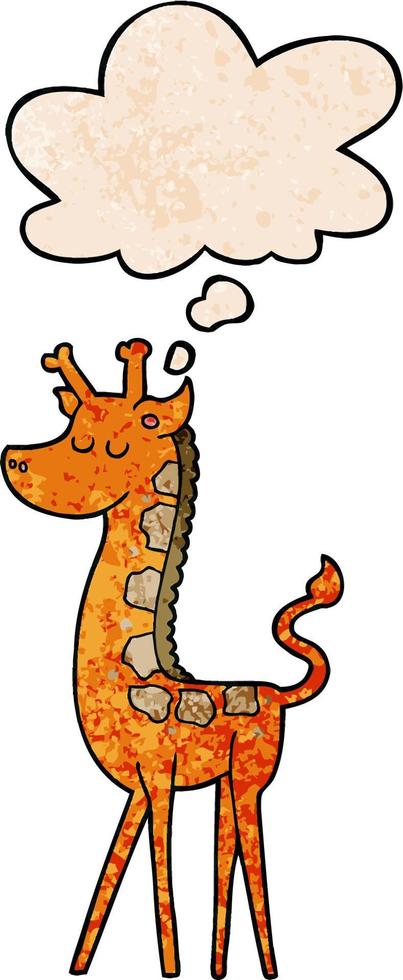 cartoon giraffe and thought bubble in grunge texture pattern style vector