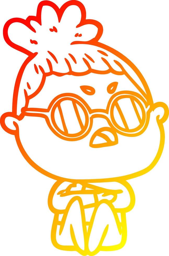 warm gradient line drawing cartoon annoyed woman vector
