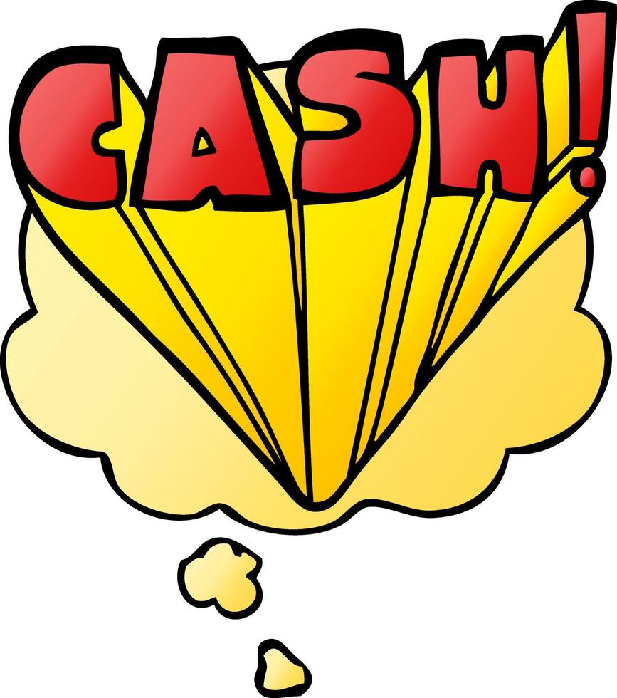 cartoon word cash and thought bubble in smooth gradient style vector