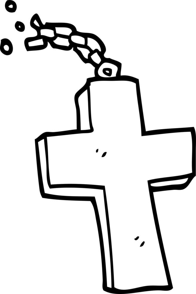 line drawing cartoon silver cross vector
