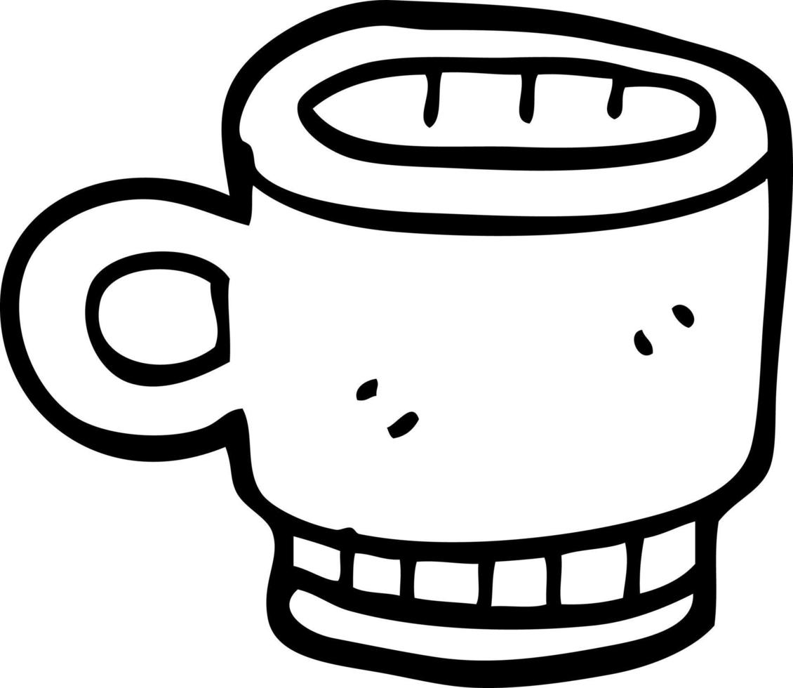 line drawing cartoon coffee mug vector