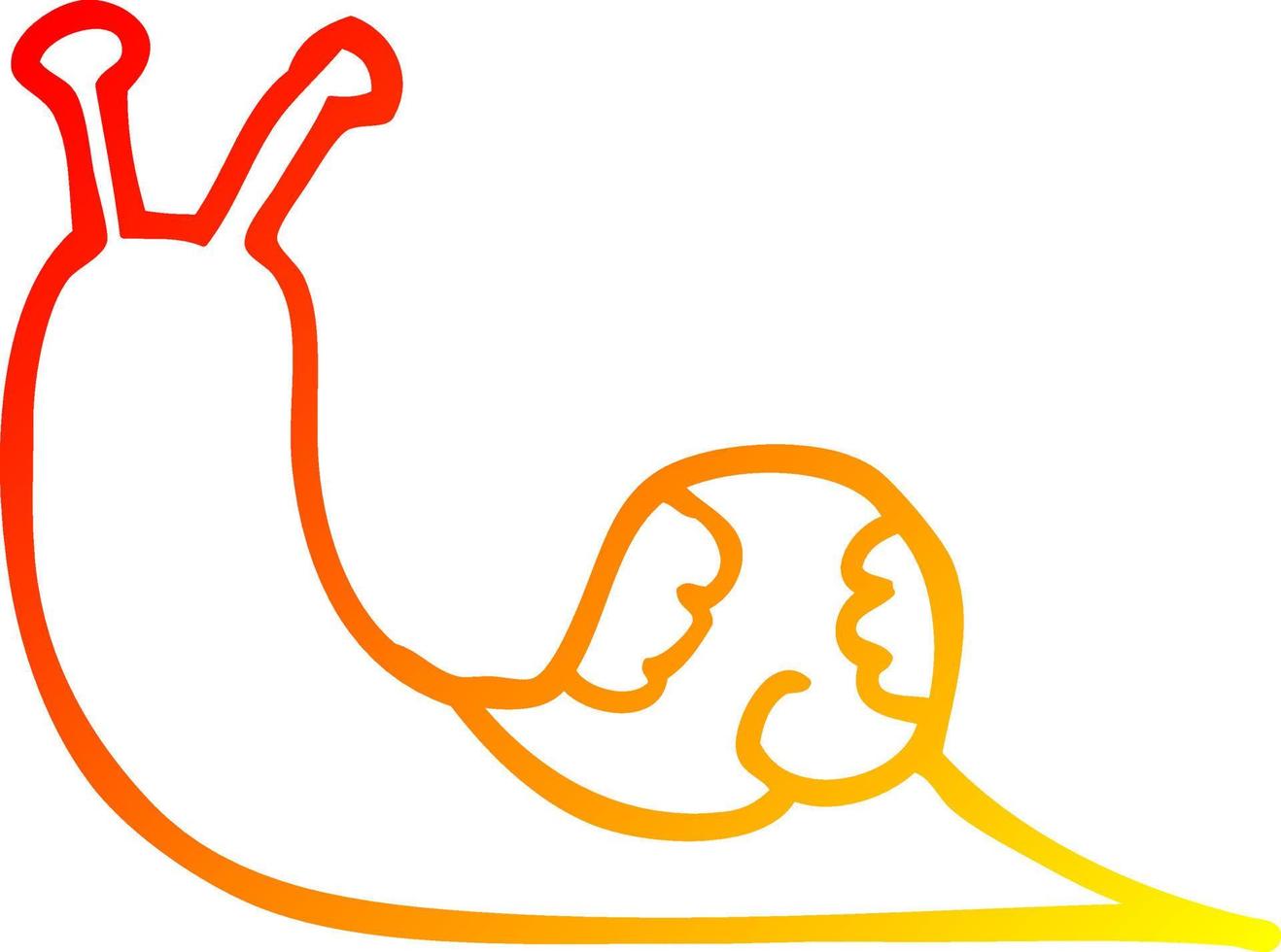 warm gradient line drawing cartoon snail vector