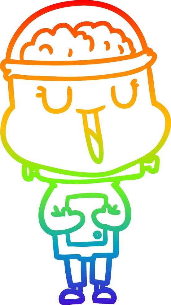 rainbow gradient line drawing happy cartoon robot vector