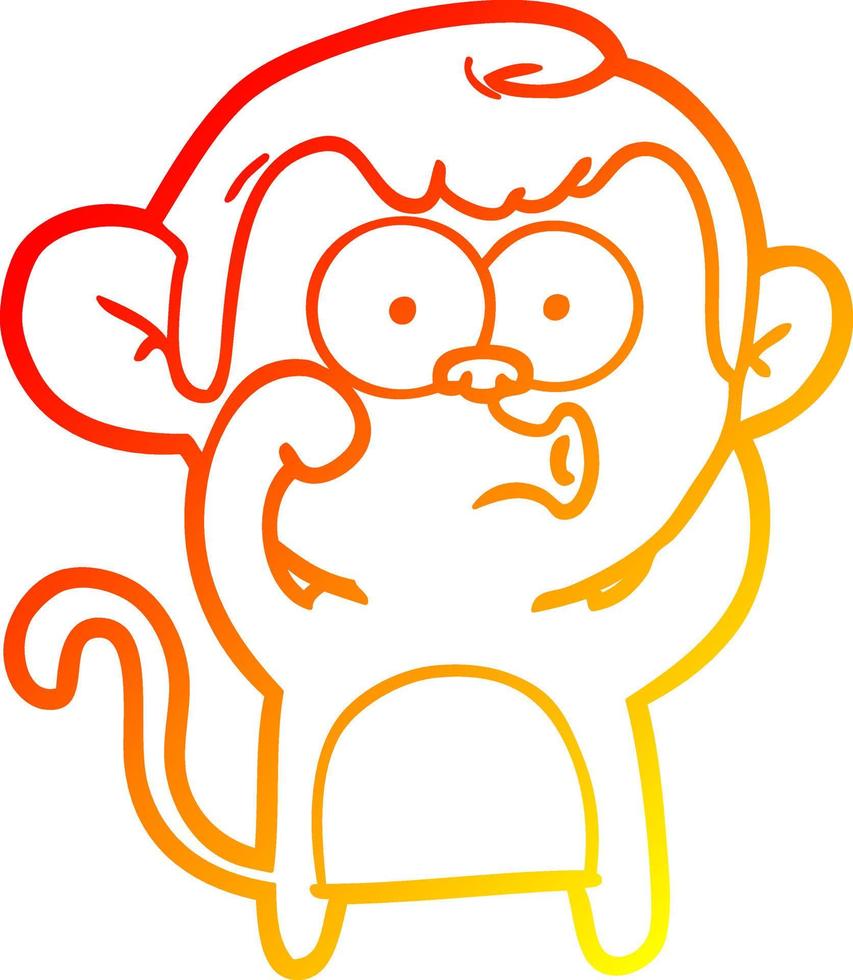 warm gradient line drawing cartoon hooting monkey vector