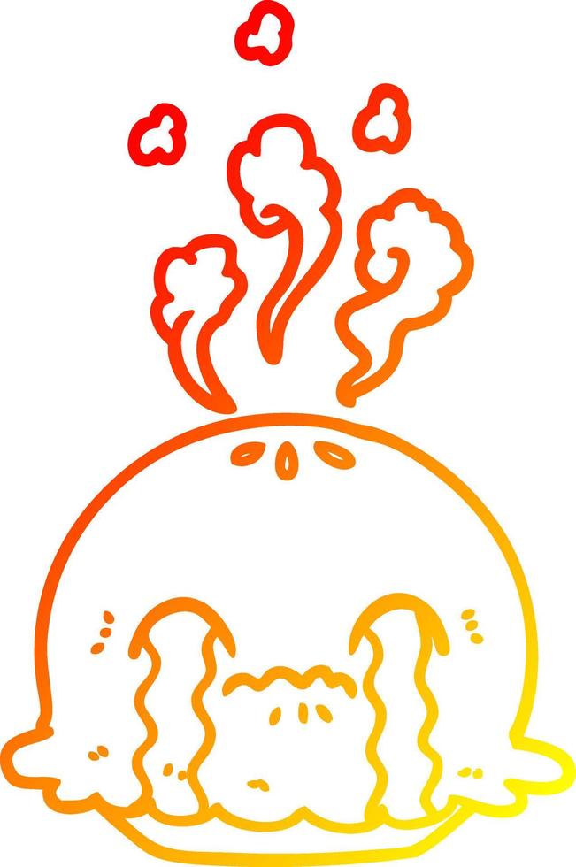 warm gradient line drawing cartoon crying pie vector