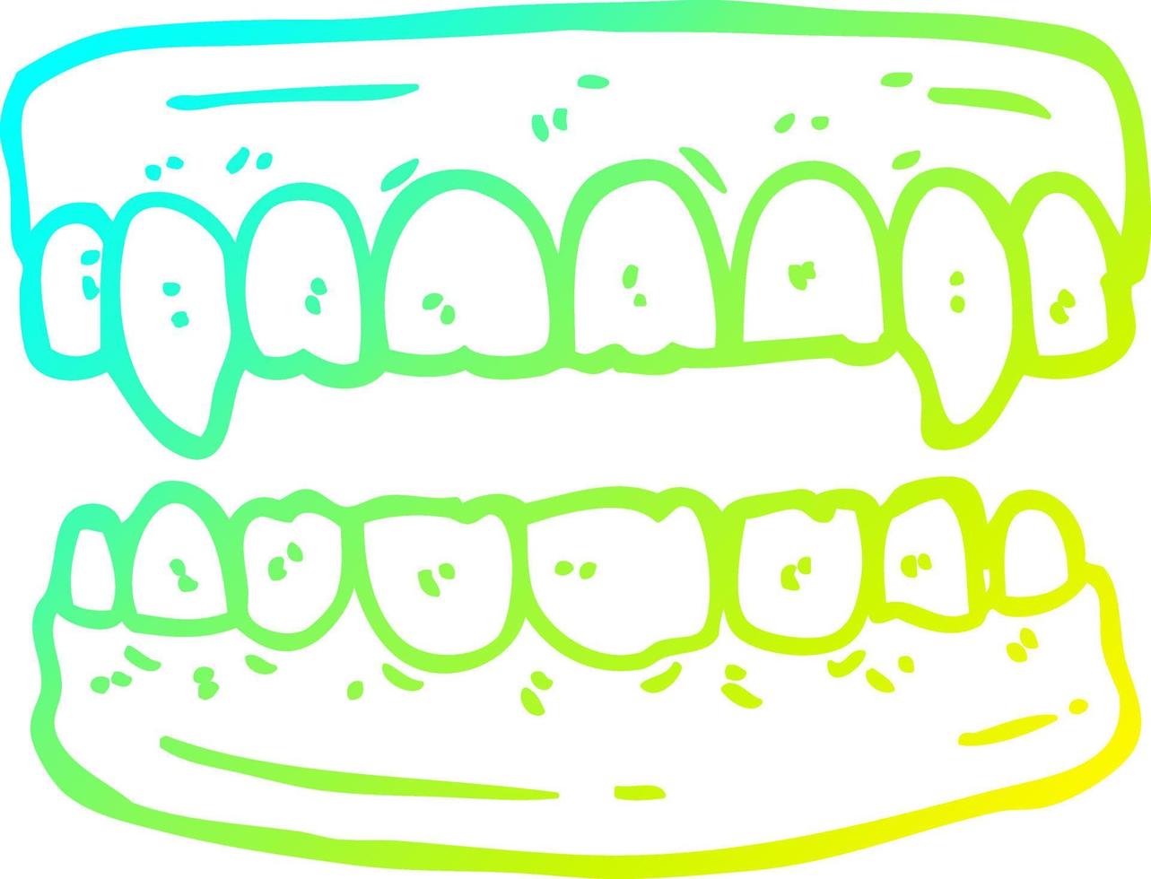 línea de gradiente frío dibujo dibujos animados dientes de vampiro vector