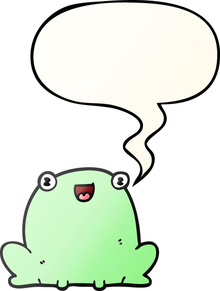 cute cartoon frog and speech bubble in smooth gradient style vector