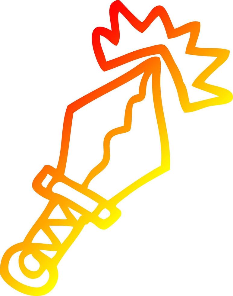 warm gradient line drawing cartoon sharp dagger vector