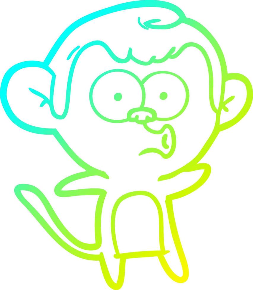 cold gradient line drawing cartoon surprised monkey vector