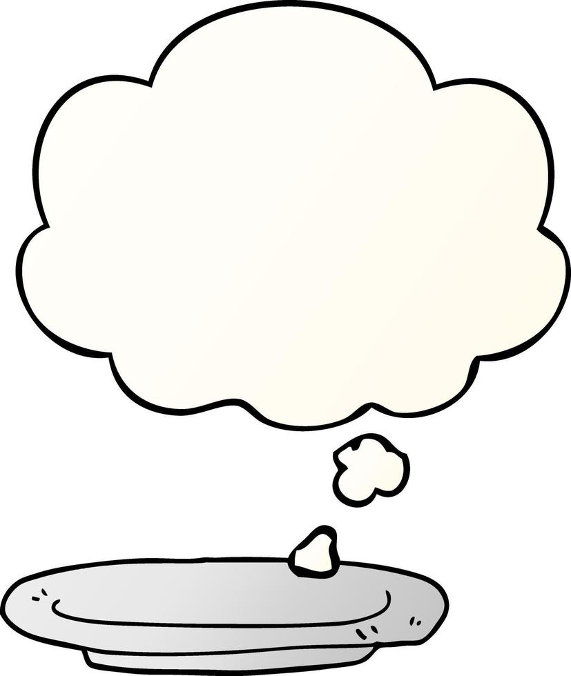 cartoon plate and thought bubble in smooth gradient style vector