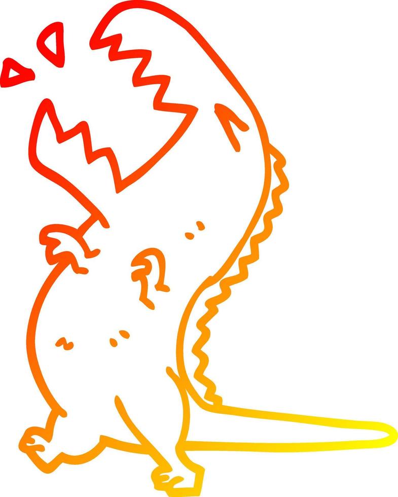 warm gradient line drawing cartoon roaring t rex vector