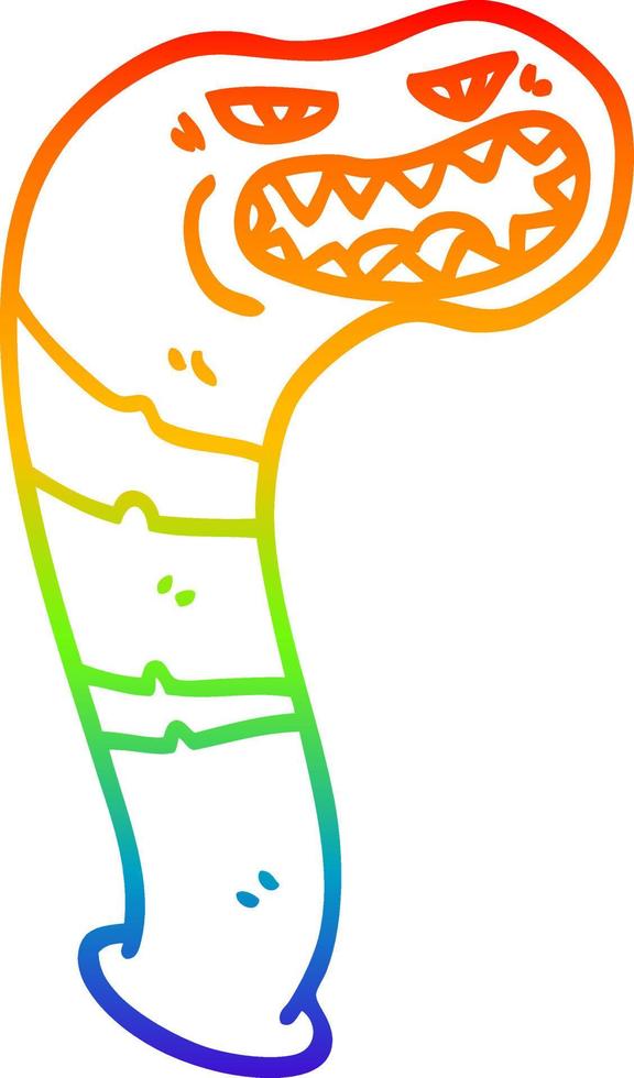 rainbow gradient line drawing cartoon monster leech vector