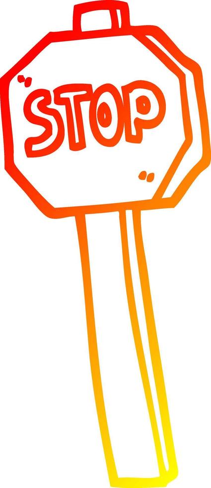 warm gradient line drawing cartoon stop sign vector