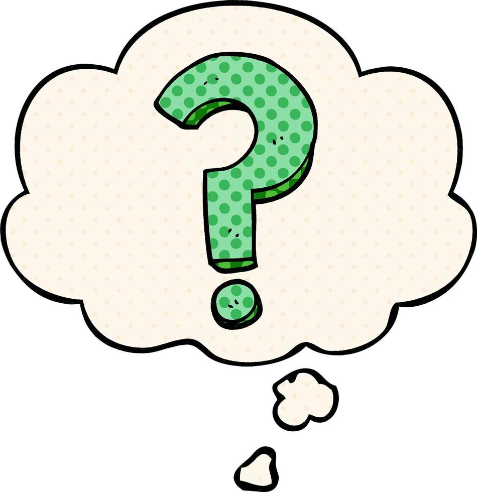 cartoon question mark and thought bubble in comic book style vector