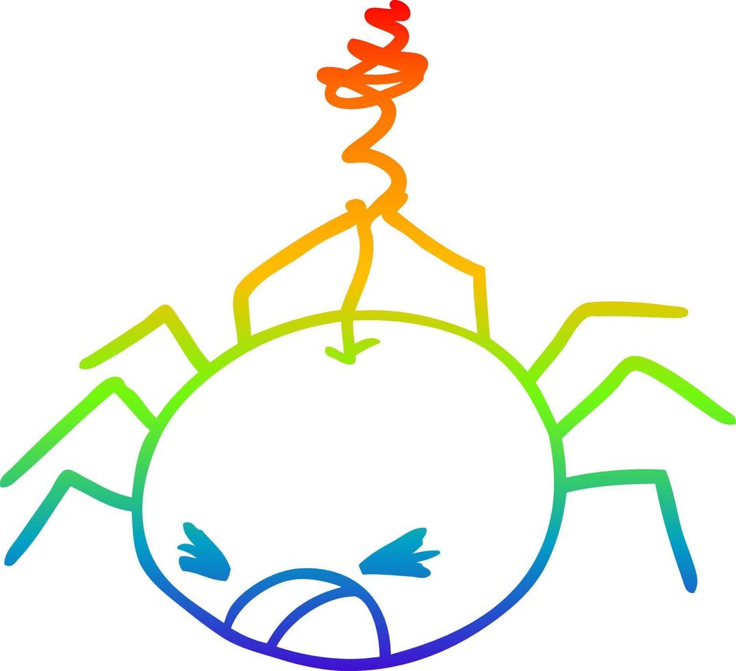 rainbow gradient line drawing halloween spider vector