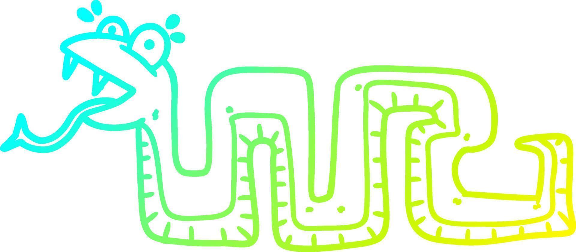 cold gradient line drawing cartoon surprised snake vector