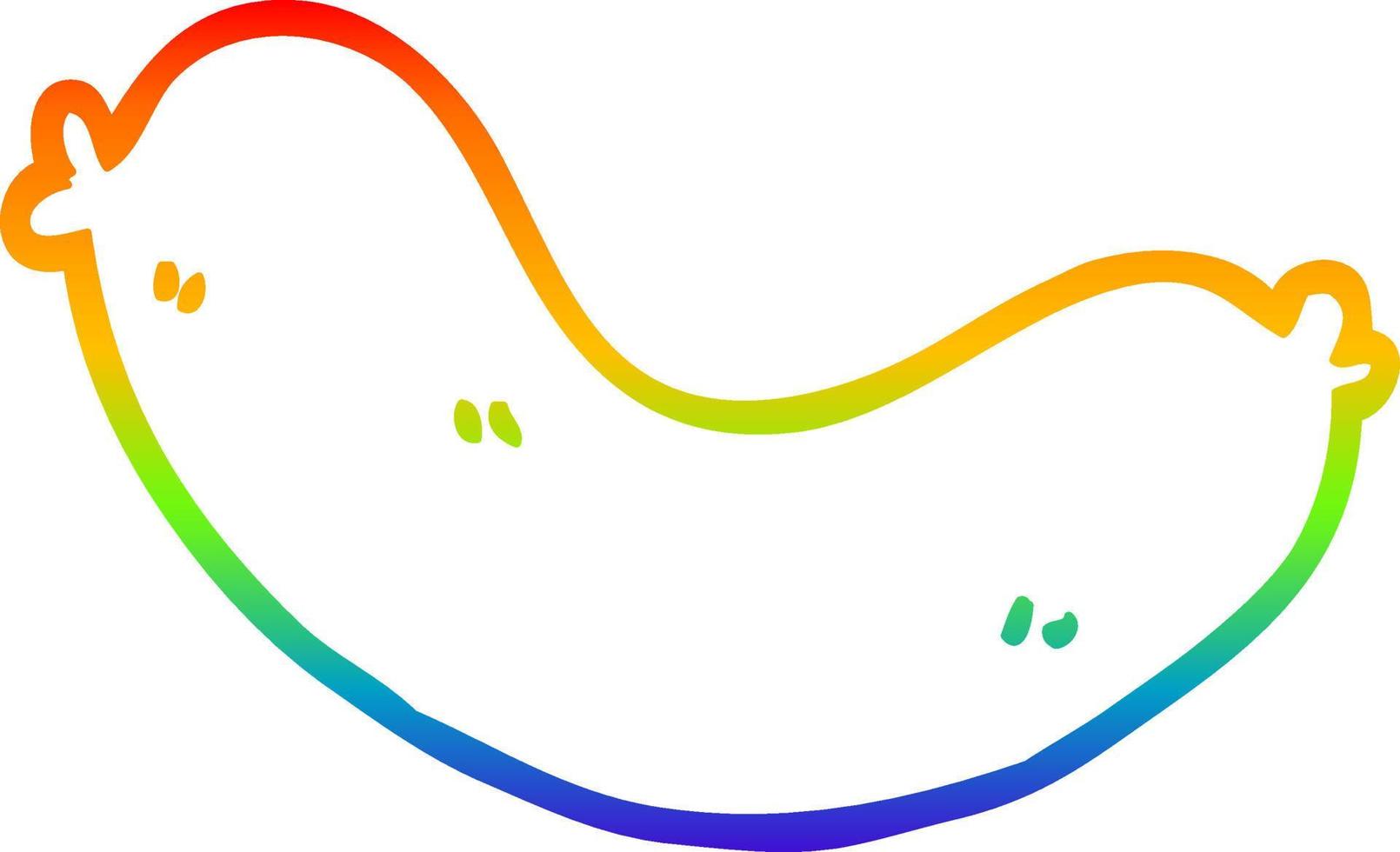 rainbow gradient line drawing cartoon uncooked sausage vector