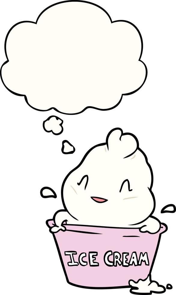cute cartoon ice cream and thought bubble vector