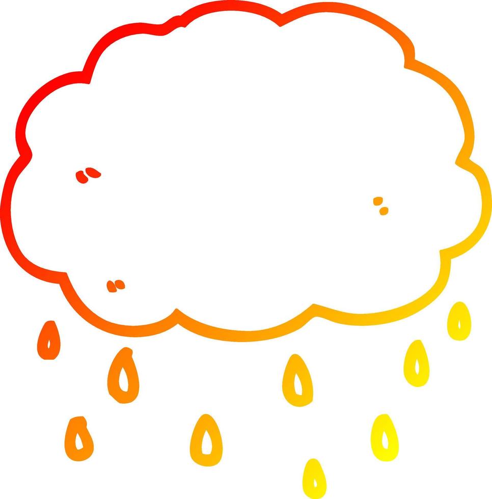 warm gradient line drawing cartoon rain cloud vector