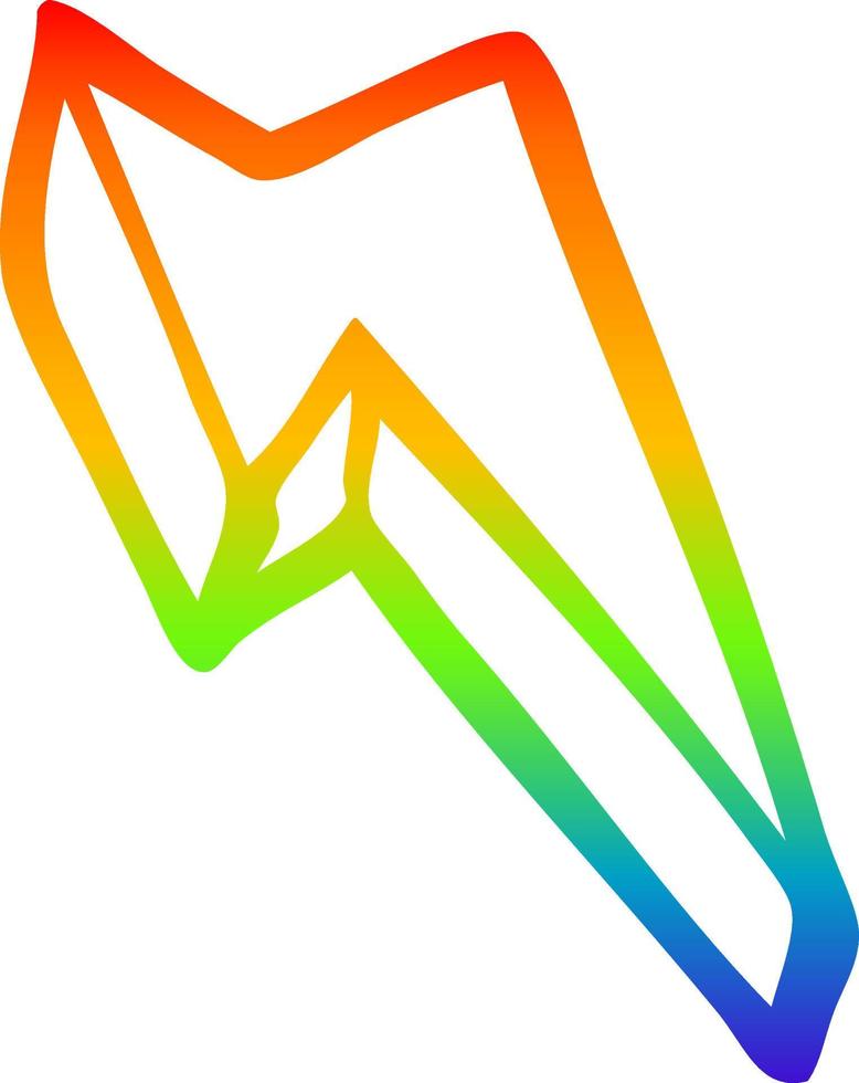 rainbow gradient line drawing cartoon decorative lightning bolt vector