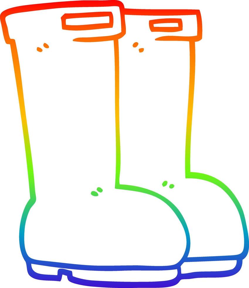 rainbow gradient line drawing cartoon wellingtons vector