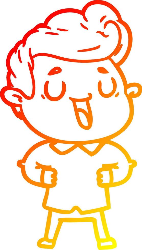 warm gradient line drawing happy cartoon man vector