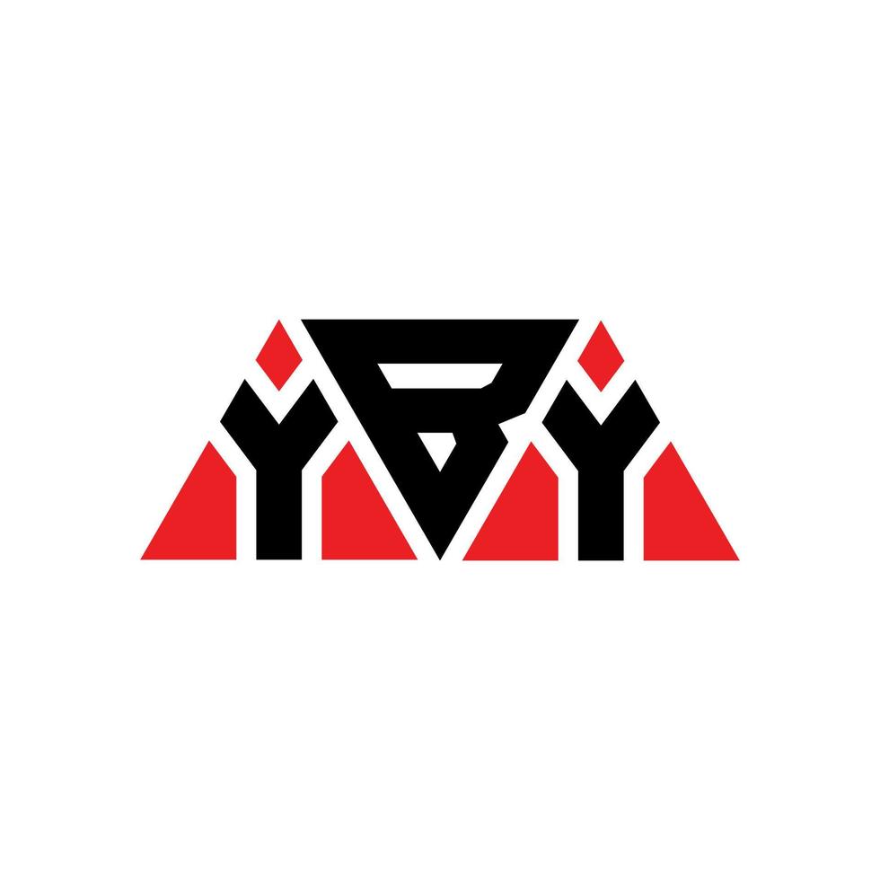 YBY triangle letter logo design with triangle shape. YBY triangle logo design monogram. YBY triangle vector logo template with red color. YBY triangular logo Simple, Elegant, and Luxurious Logo. YBY