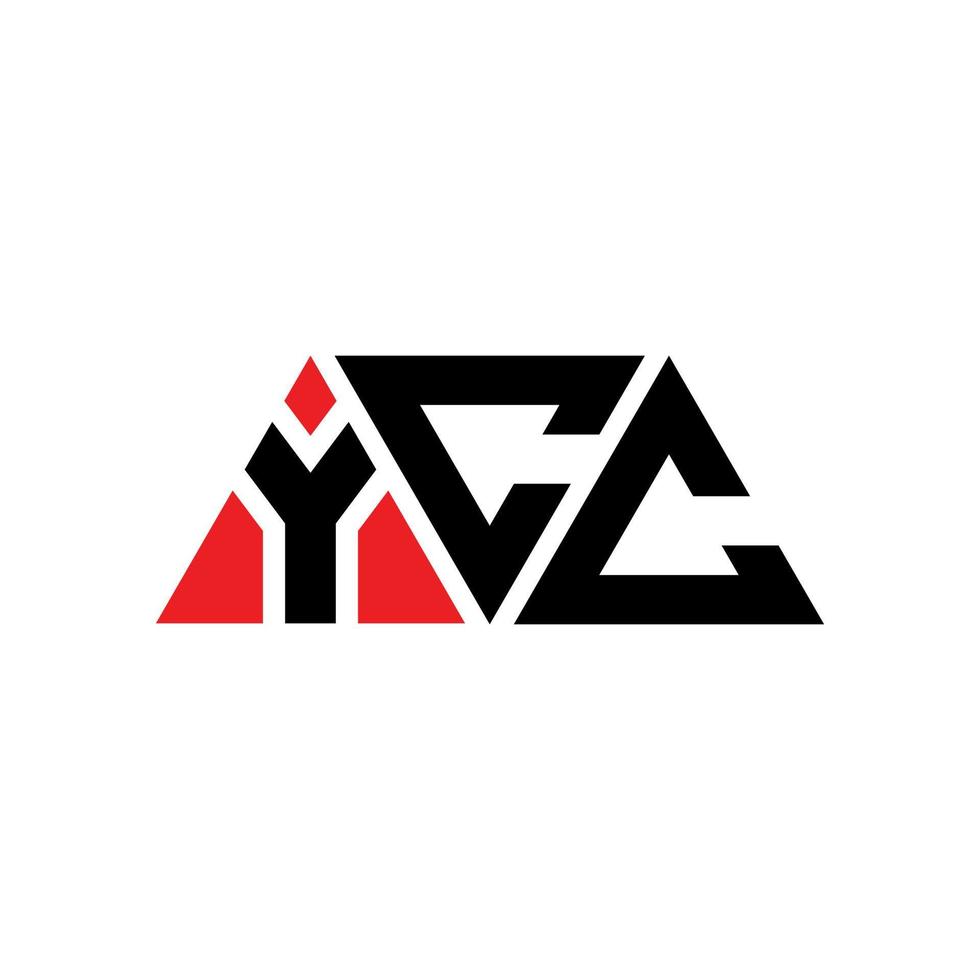 YCC triangle letter logo design with triangle shape. YCC triangle logo design monogram. YCC triangle vector logo template with red color. YCC triangular logo Simple, Elegant, and Luxurious Logo. YCC