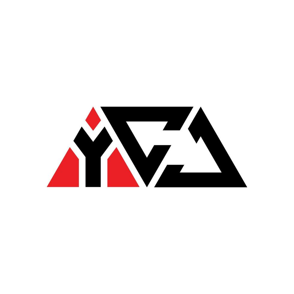 YCJ triangle letter logo design with triangle shape. YCJ triangle logo design monogram. YCJ triangle vector logo template with red color. YCJ triangular logo Simple, Elegant, and Luxurious Logo. YCJ
