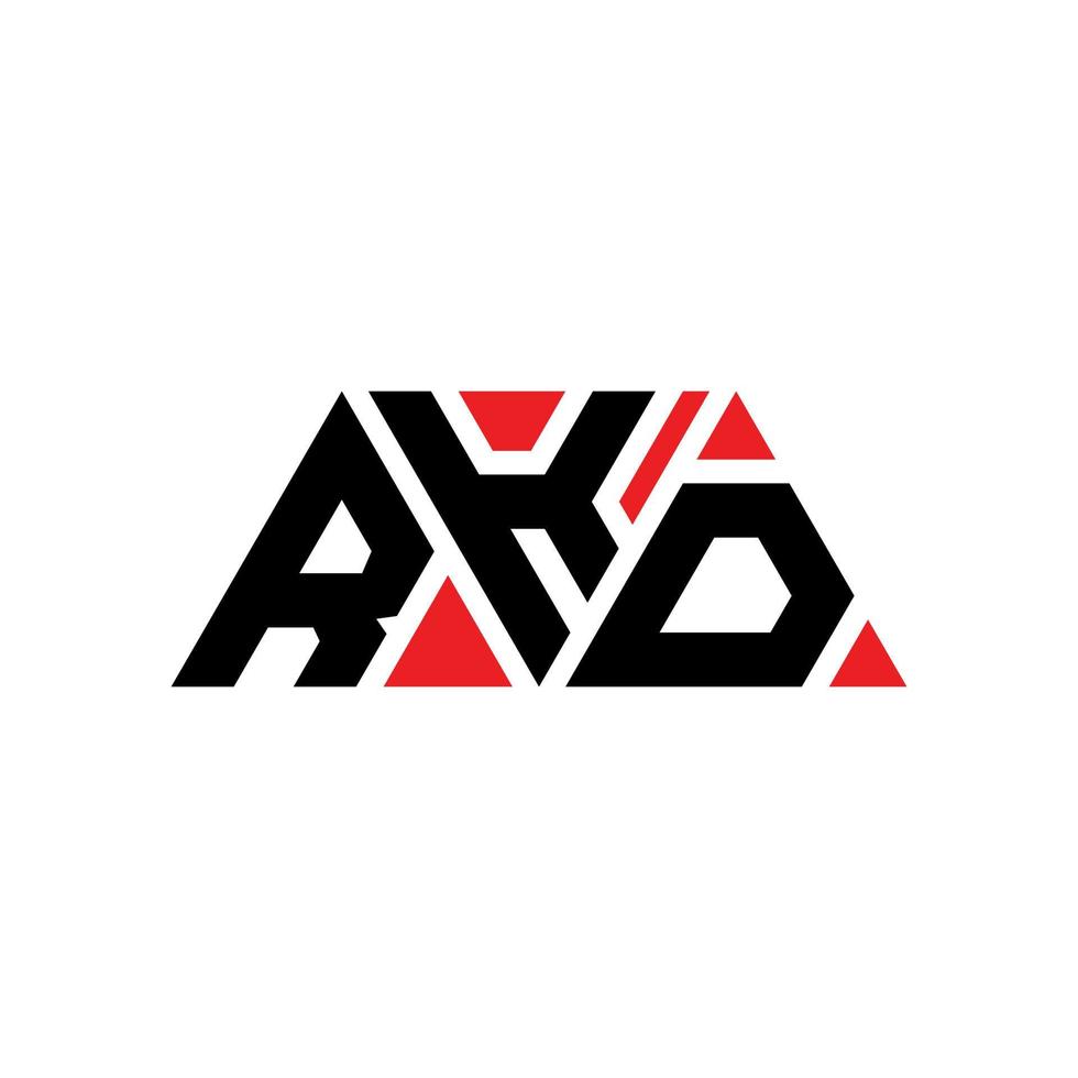 RKD triangle letter logo design with triangle shape. RKD triangle logo design monogram. RKD triangle vector logo template with red color. RKD triangular logo Simple, Elegant, and Luxurious Logo. RKD