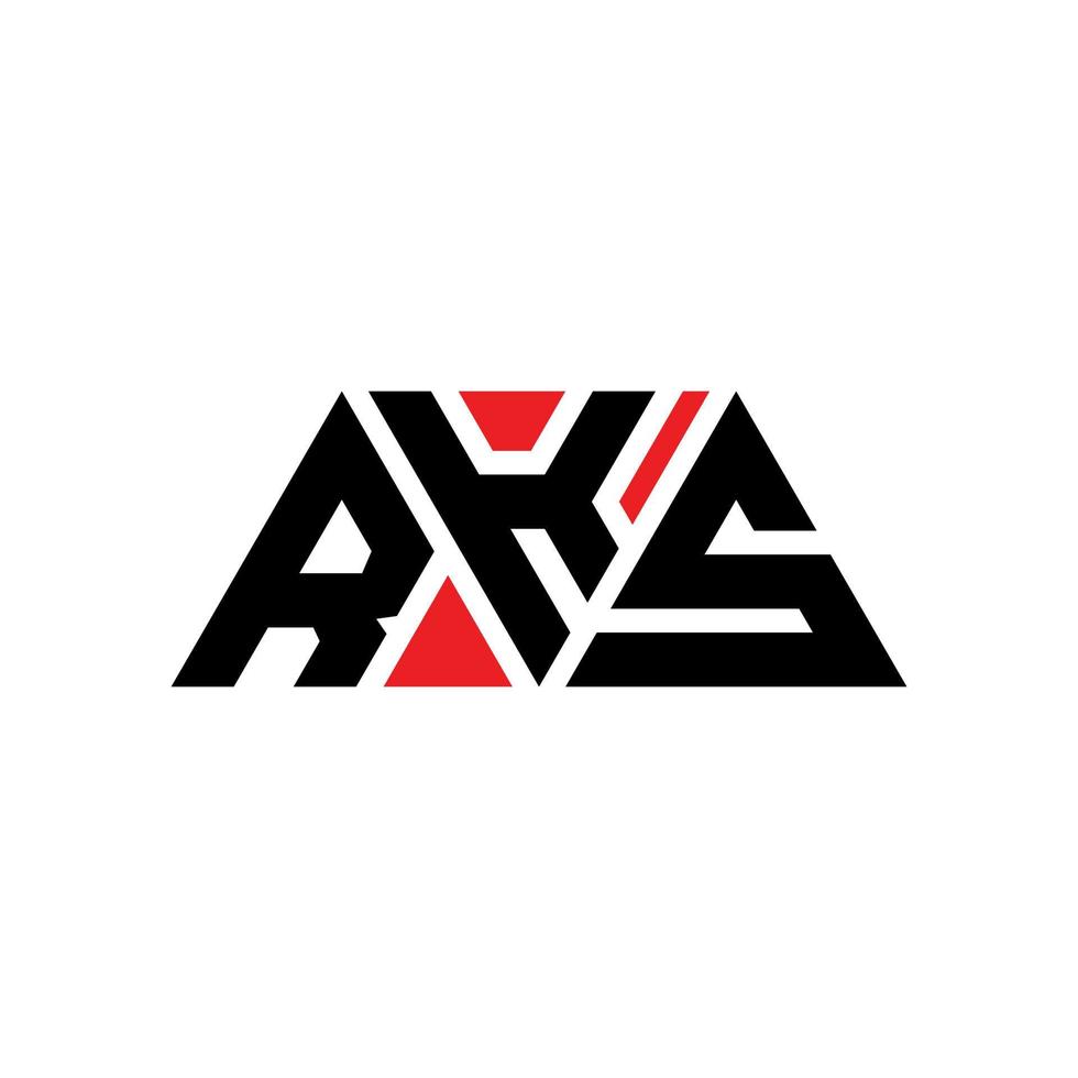 RKS triangle letter logo design with triangle shape. RKS triangle logo design monogram. RKS triangle vector logo template with red color. RKS triangular logo Simple, Elegant, and Luxurious Logo. RKS
