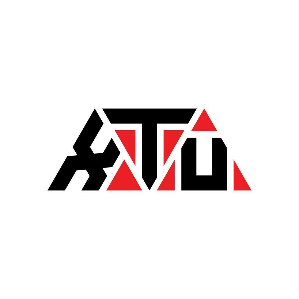 XTU triangle letter logo design with triangle shape. XTU triangle logo design monogram. XTU triangle vector logo template with red color. XTU triangular logo Simple, Elegant, and Luxurious Logo. XTU