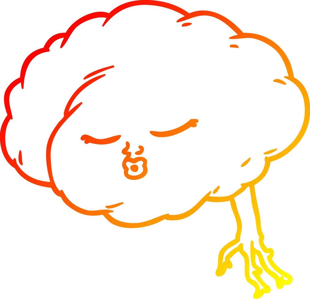 warm gradient line drawing cartoon brain vector