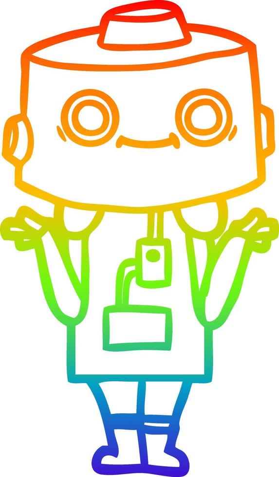 rainbow gradient line drawing cartoon robot vector
