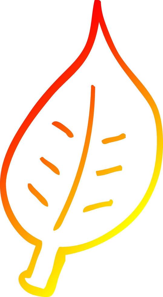 warm gradient line drawing cartoon autumnal leaf vector