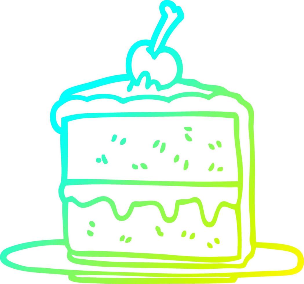 cold gradient line drawing cartoon chocolate cake vector
