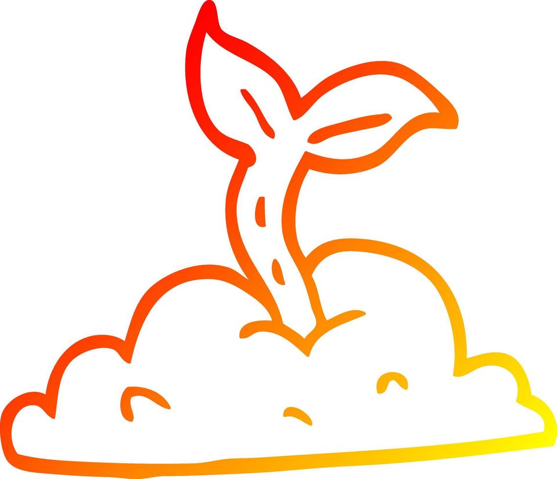 warm gradient line drawing cartoon growing seedling vector