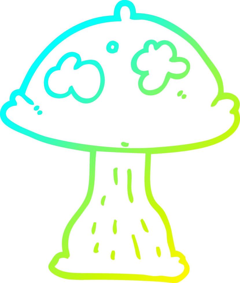 cold gradient line drawing cartoon mushroom vector