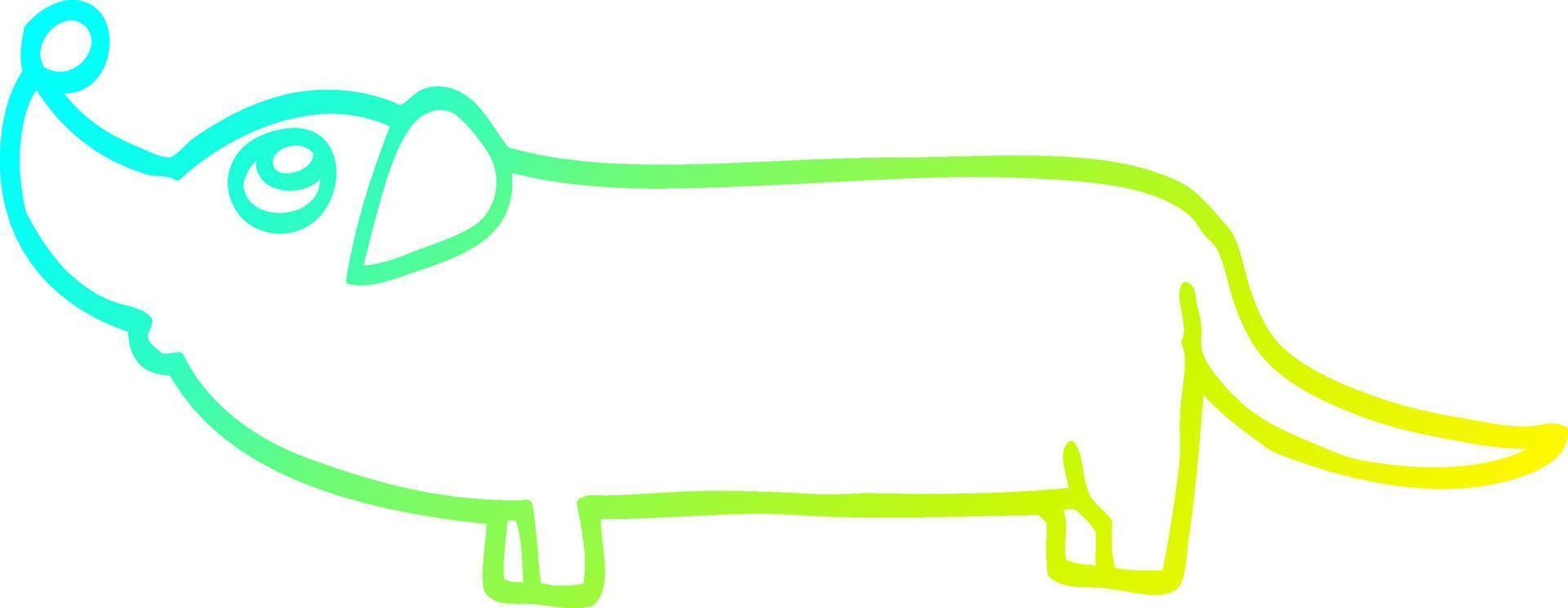 línea de gradiente frío dibujo dachshund de dibujos animados vector