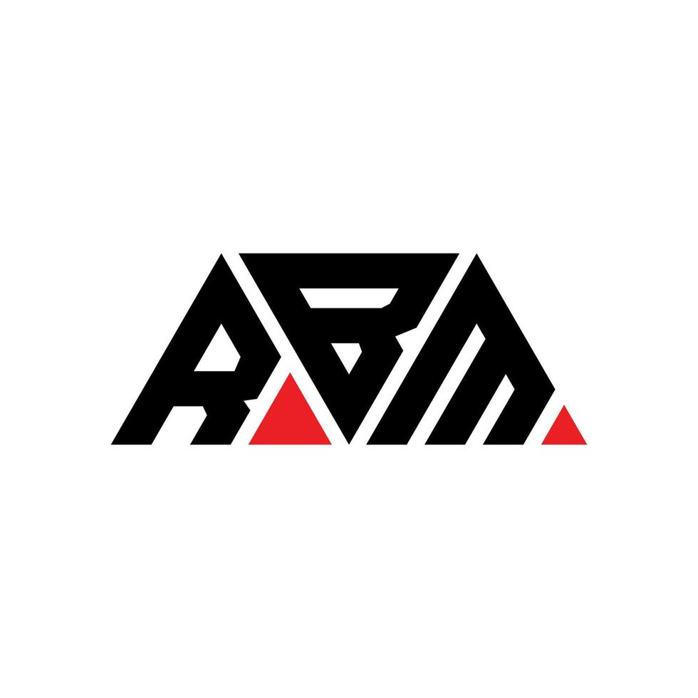 RBM triangle letter logo design with triangle shape. RBM triangle logo design monogram. RBM triangle vector logo template with red color. RBM triangular logo Simple, Elegant, and Luxurious Logo. RBM