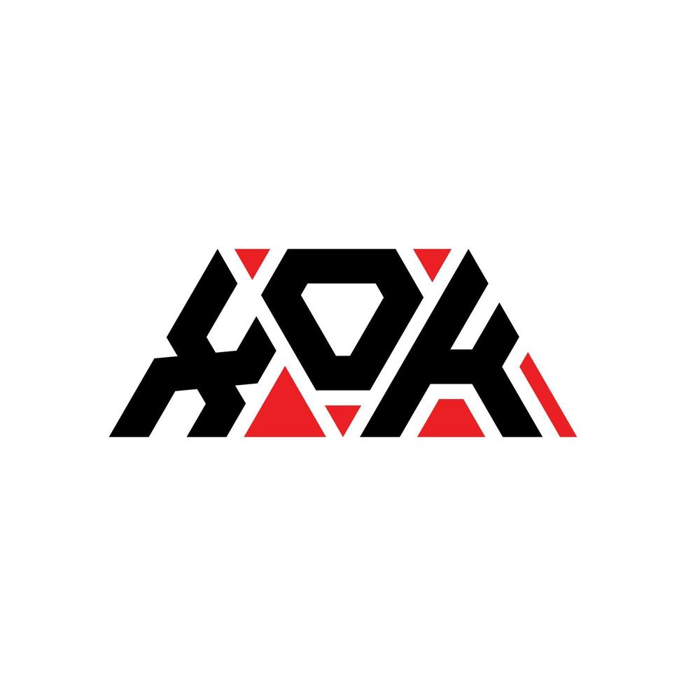 diseño de logotipo de letra de triángulo xok con forma de triángulo. monograma de diseño del logotipo del triángulo xok. plantilla de logotipo de vector de triángulo xok con color rojo. logotipo triangular xok logotipo simple, elegante y lujoso. xok