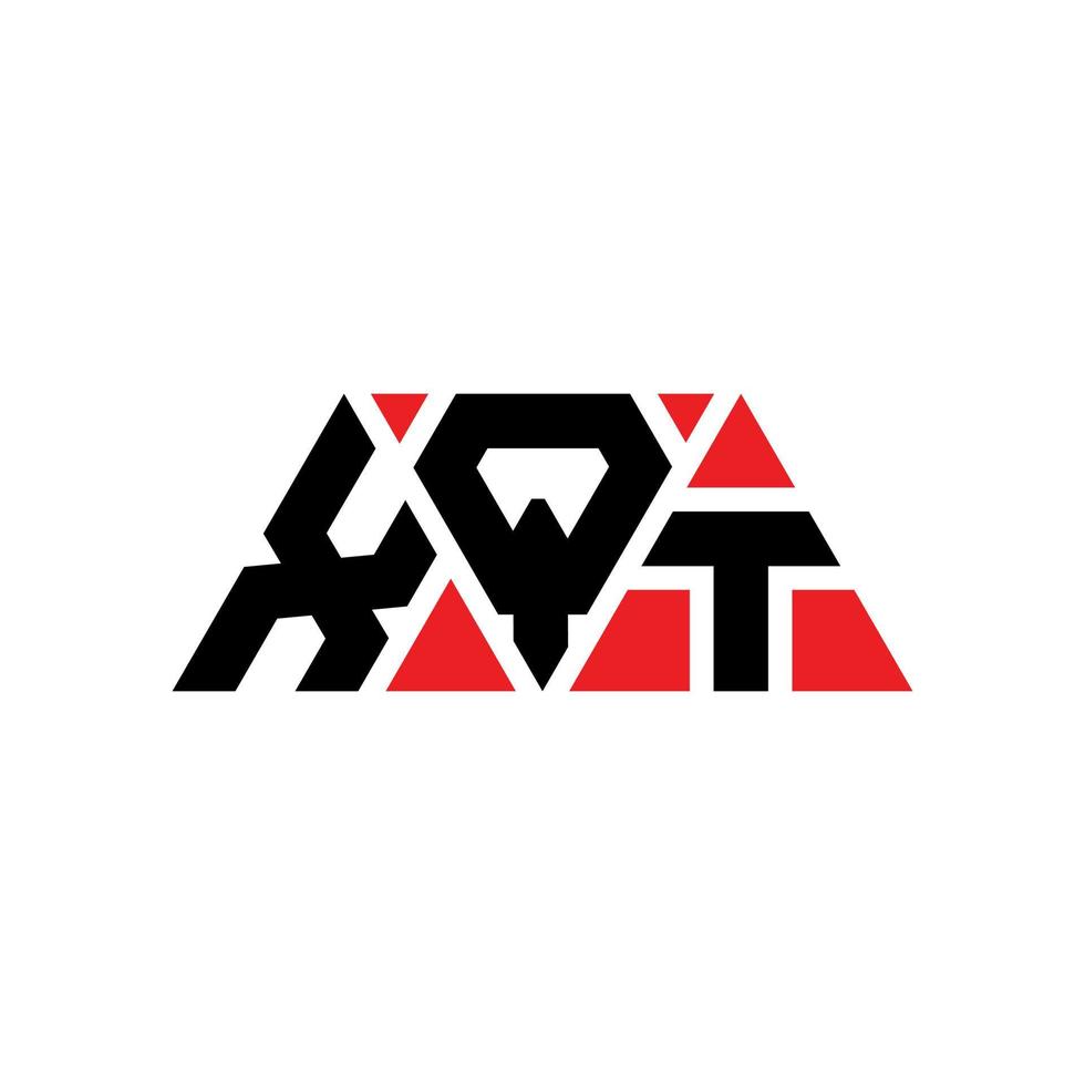 XQT triangle letter logo design with triangle shape. XQT triangle logo design monogram. XQT triangle vector logo template with red color. XQT triangular logo Simple, Elegant, and Luxurious Logo. XQT