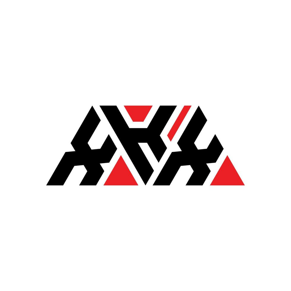 XKX triangle letter logo design with triangle shape. XKX triangle logo design monogram. XKX triangle vector logo template with red color. XKX triangular logo Simple, Elegant, and Luxurious Logo. XKX